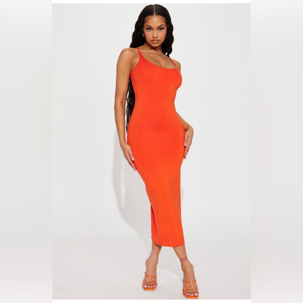 Ajay Midi Style Dress - Orange